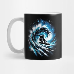 Snowboarder Surfer Snowboard Snow Wave Grunge Mug